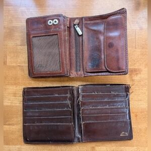 Lot of 2 European Made leather wallets - Loewe Spain Tony Perotti Italy